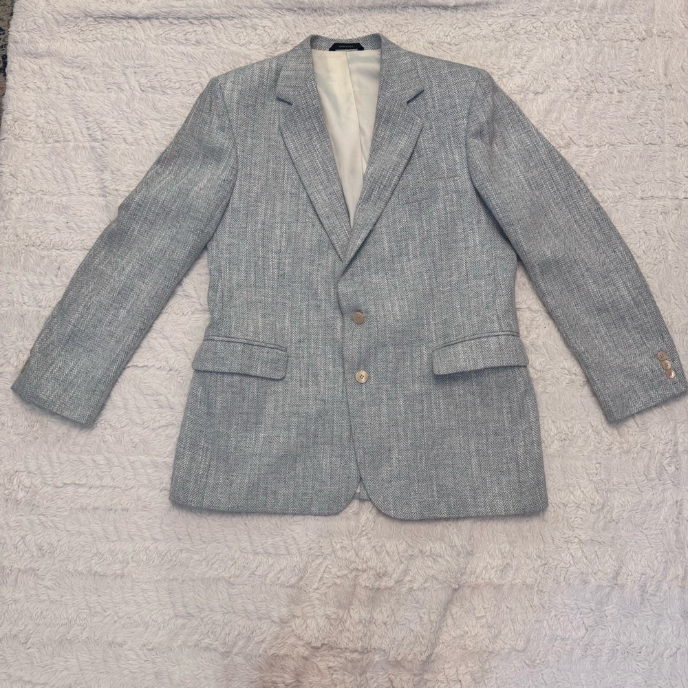 Vintage 80’s sz 42 Imperial Haggard Tweed Houndstooth Blazer Blue / gray White